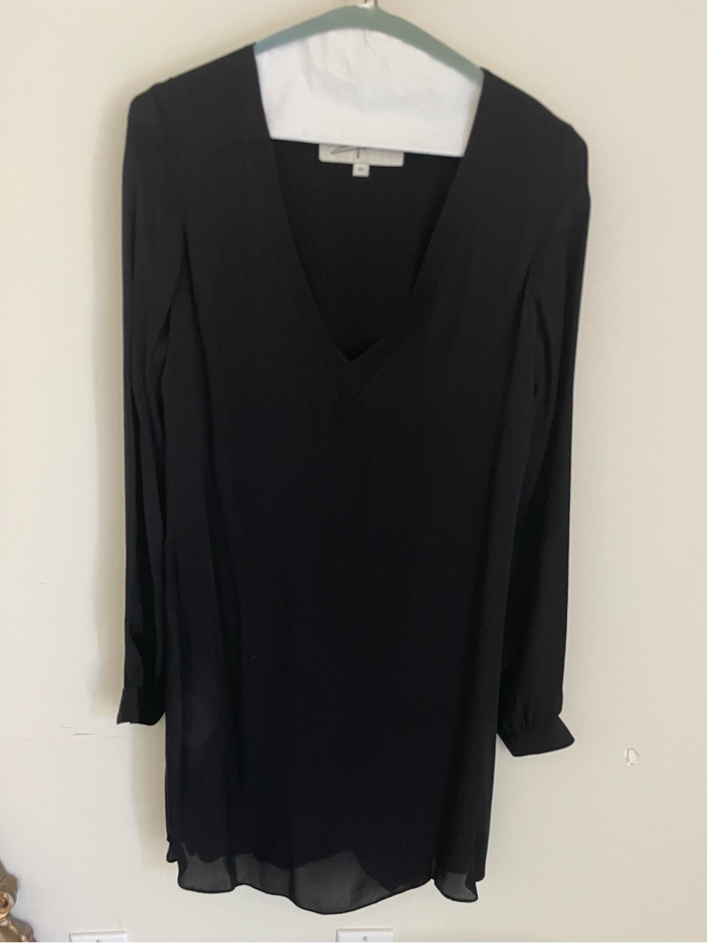 Rory Beca Black Silk V-Neck Tunic Mid Length Dress